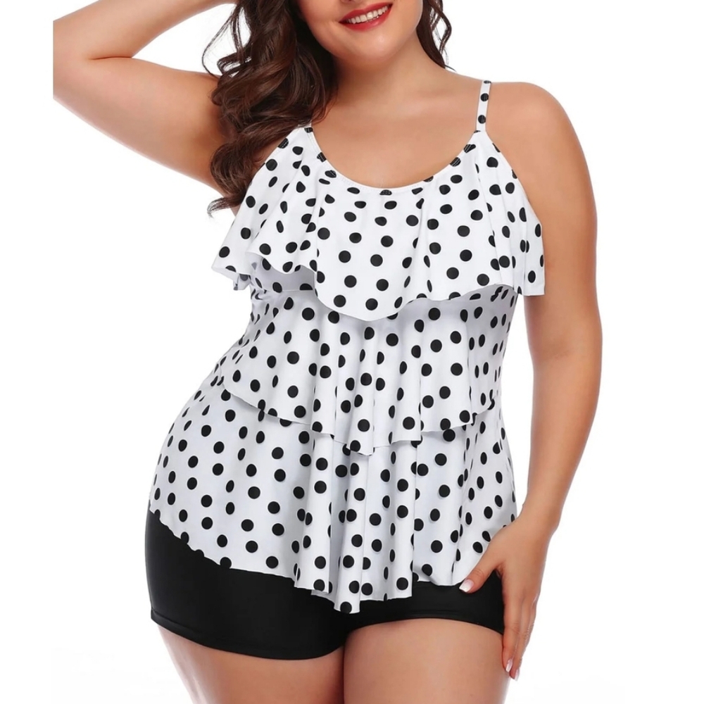 Plus Size Ruffle Layered Tankini